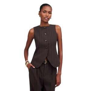 Madewell Chocolate Pinstripe Scoopneck Vest Size 14 NWOT Workwear